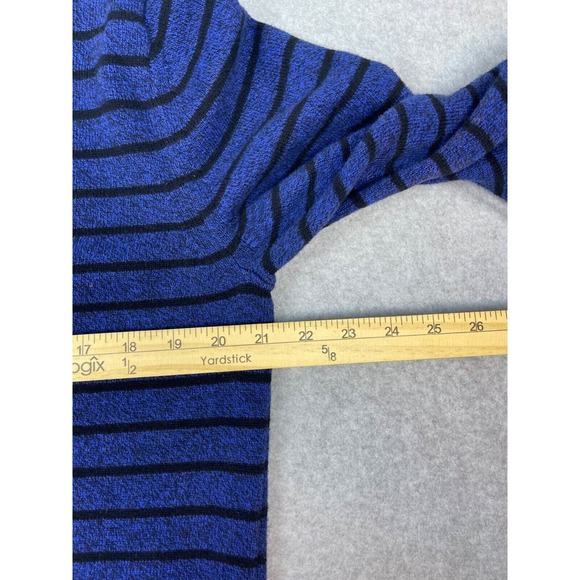 American Eagle Sweater Men's L Blue Striped Long Sleeve High Neck Button HOLE - Picture 9 of 10